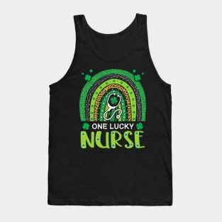 Lucky Nurse St. Patrick's Day Nurse Lucky Shamrocks Rainbow Tank Top